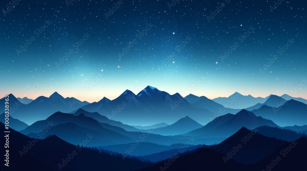 Serene Night Mountain Landscape Serene Night Mountain Landscape