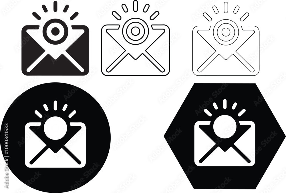 mail icon set. email icon vector symbol. E-mail icon.  illustration. Envelope icon, Mail icon vector for web, black and white color collection.