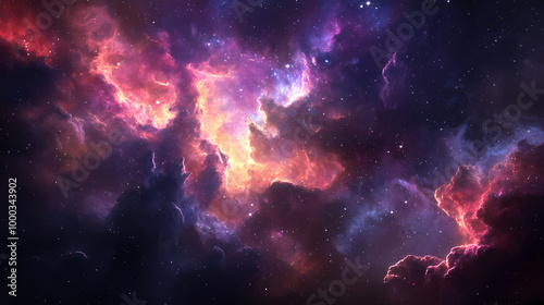 Wallpaper Mural Stunning image of a vibrant nebula in deep space, showcasing a beautiful array of colors and celestial wonders of the universe. Deep Space Travel. Illustration Torontodigital.ca