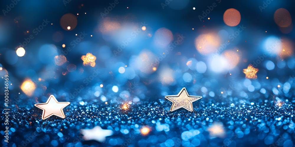 Red Stars on Sparkling Background Red Stars on Sparkling Background