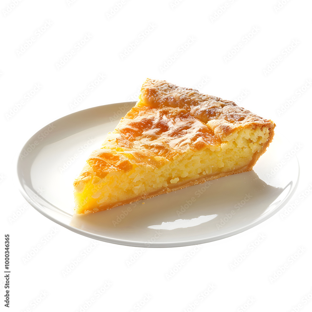Delicious piece of lemon pie is displayed on a clean white plate, ideal for food-themed designs and cooking showcases Delicious piece of lemon pie is displayed on a clean white plate, ideal for food-themed designs and cooking showcases