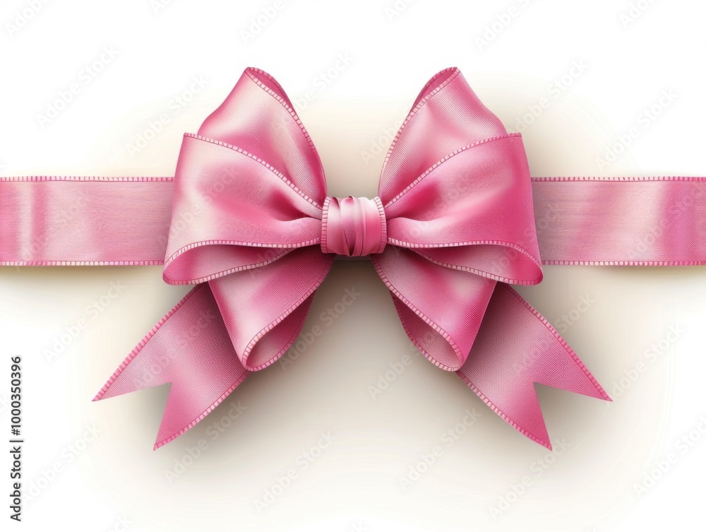 Elegant Pink Satin Bow with Wavy Edges and Delicate Textures Isolated on White Background Elegant Pink Satin Bow with Wavy Edges and Delicate Textures Isolated on White Background