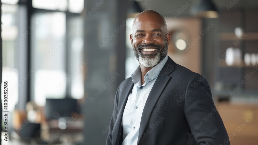 A confident, smiling businessman in a suit stands with crossed arms in a modern office, exuding professionalism and success. A confident, smiling businessman in a suit stands with crossed arms in a modern office, exuding professionalism and success.