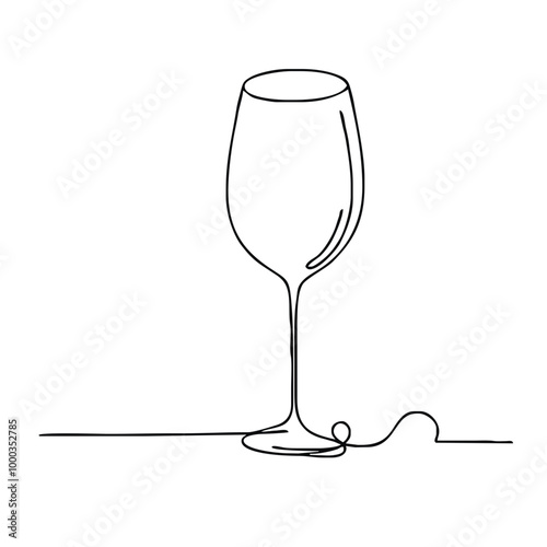 Flute. Icon. Vector drawing. One-line drawing. A simple drawing depicting a continuous line of a tableware item for a liquid or drink.