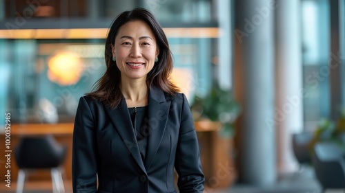 A smiling businesswoman in ...