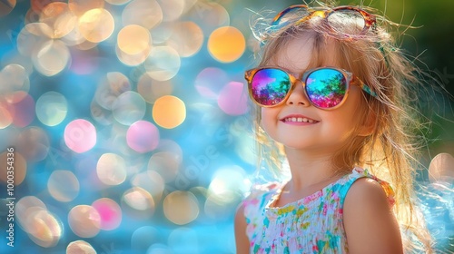 Joyful Young Girl in Colorful Sunglasses