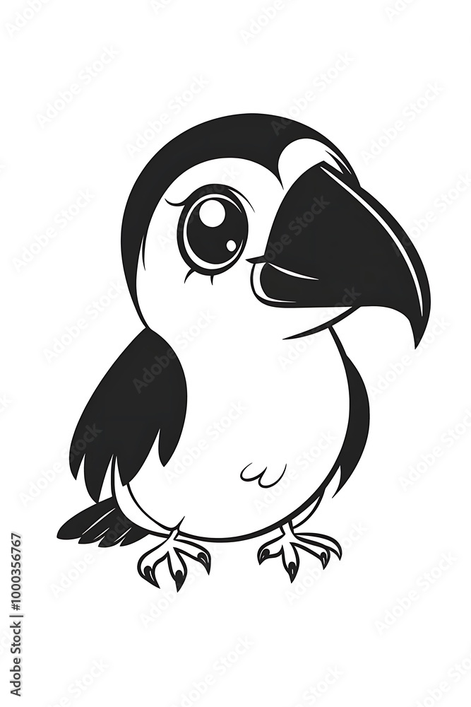 Fototapeta premium Cute Cartoon Puffin Bird Illustration