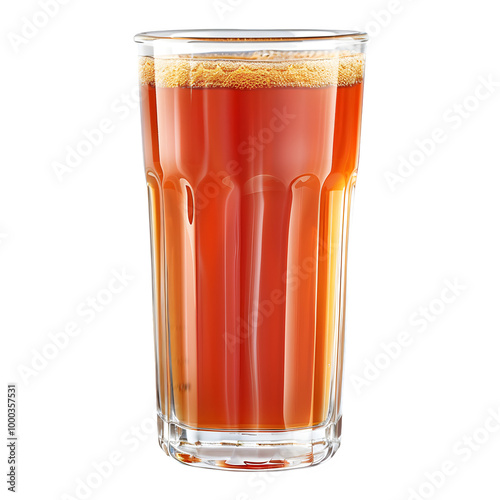 Refreshing glass of iced tea topped with a frothy layer, set against a clear background, ideal for beverage-themed projects and promotions photo