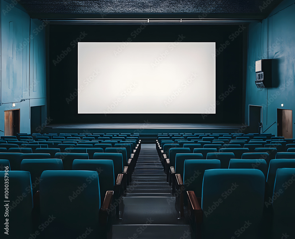 Fototapeta premium Empty Movie Theater with Blank Screen