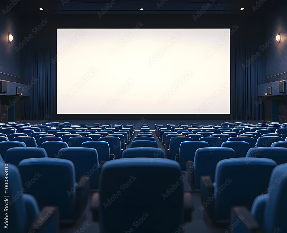Fototapeta premium Empty Movie Theater with Blank Screen