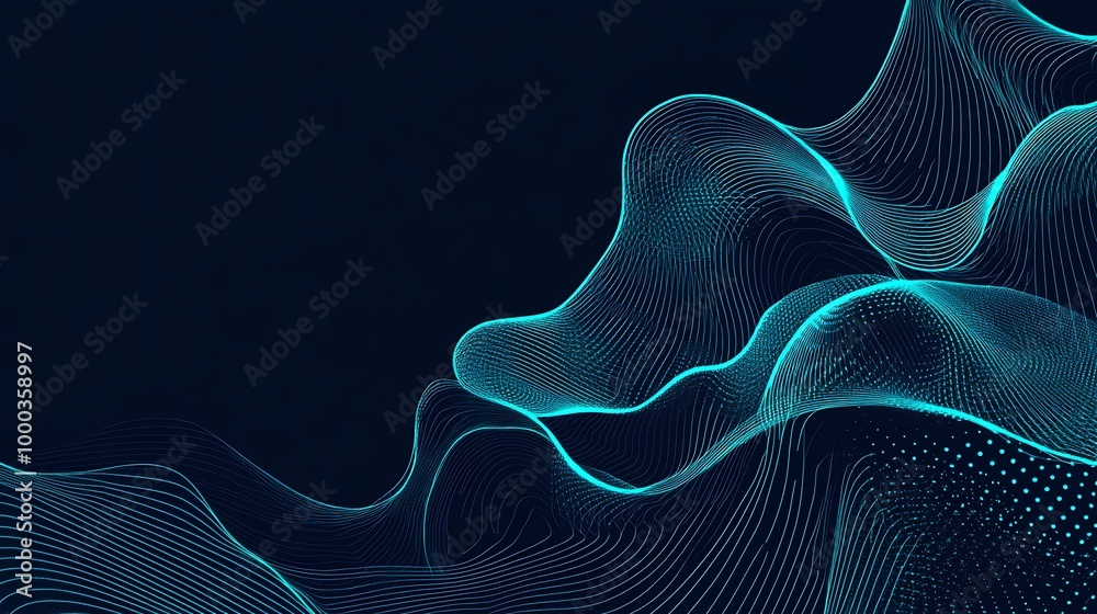Fototapeta premium Abstract blue and black wave pattern background.