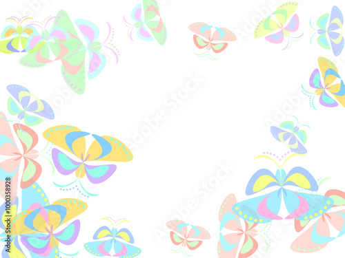 Graceful butterflies in line art style with abstract shapes. Vector illustration.