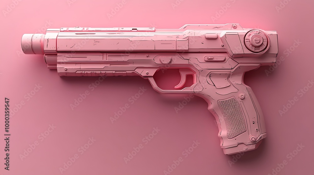 Pink Plastic Toy Gun on Pink Background Pink Plastic Toy Gun on Pink Background