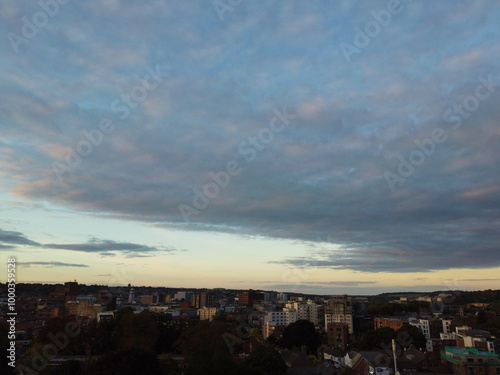 Dramatic Sky and Clouds over England Great Britain. Drone Camera Footage was Captured from High Altitude on September 28th, 2024