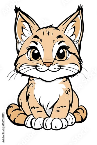Cute Cartoon Bobcat Illustration