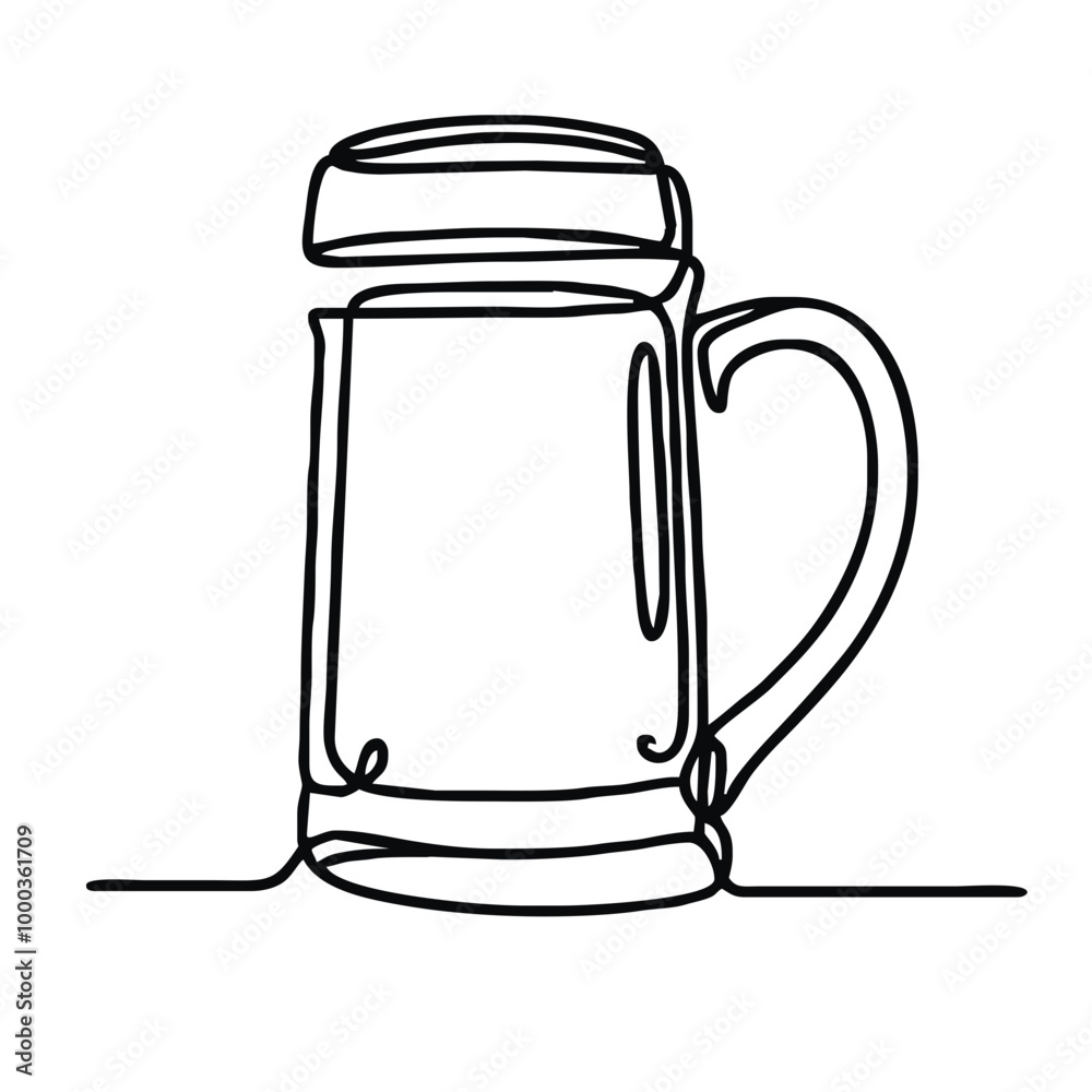 Stein. Icon. Vector drawing. One-line drawing. A simple drawing depicting a continuous line of a tableware item for a liquid or drink. Stein. Icon. Vector drawing. One-line drawing. A simple drawing depicting a continuous line of a tableware item for a liquid or drink.