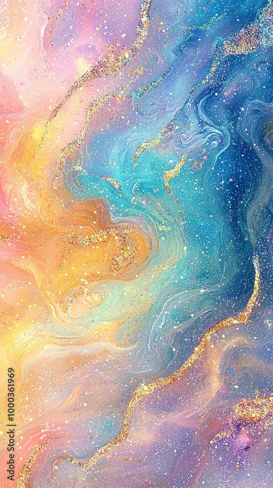 Fototapeta premium Iridescent, glittery, pastel-colored boho-style background suitable for...