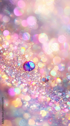 Iridescent, glittery, pastel-colored boho-style background suitable for... photo