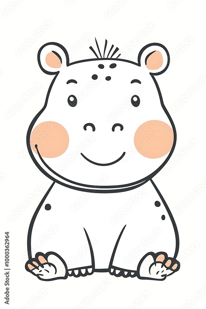 Fototapeta premium Cute Cartoon Hippopotamus Illustration