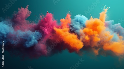 Abstract vibrant colored smoke cloud art, perfect for modern design, digital art, and interior decor, offers a stunning and dynamic visual impact.