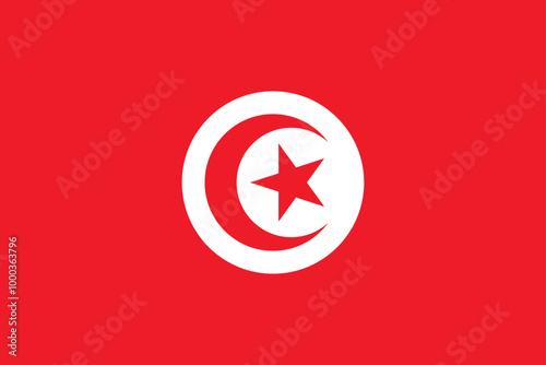 Flag of Tunisia. Accurate proportion and official colors.