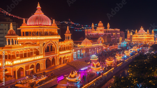 Festive Lights at Ram Mandir, Ayodhya During Diwali Celebration
