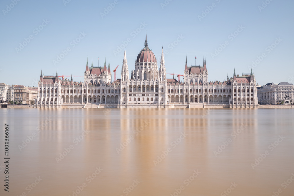 the Danube river overflowed and flooded the road in front of the Hungarian parliament in Budapest. september 2024. the Danube river overflowed and flooded the road in front of the Hungarian parliament in Budapest. september 2024.
