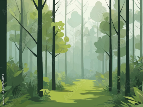 Trees growing in forest illustration art