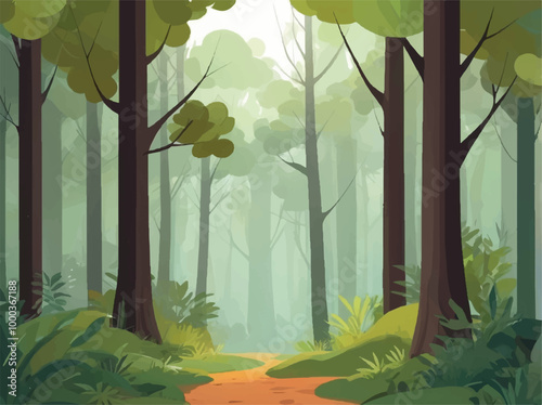 Trees growing in forest illustration art