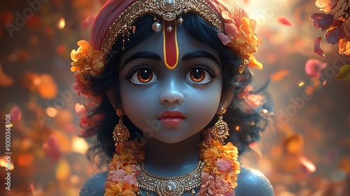 Digital Illustration of Hindu Deity Krishna