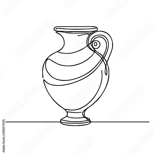Funeral urn. Icon. Vector drawing. One-line drawing.