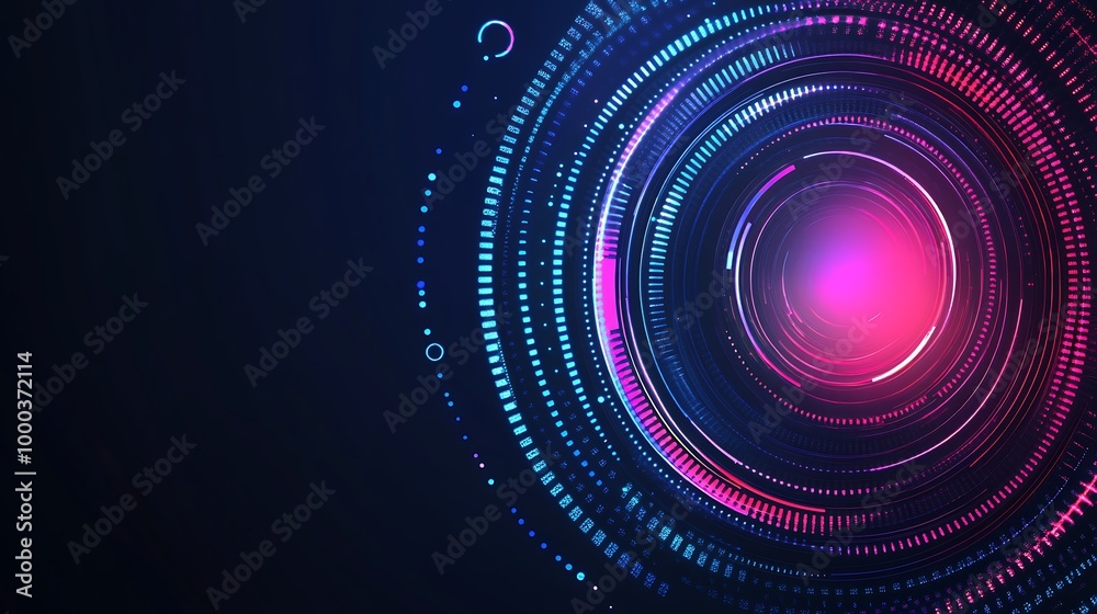 Abstract glowing neon circles on dark background. Abstract glowing neon circles on dark background.