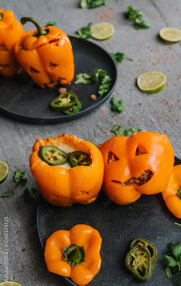 halloween pumpkin bell peppers halloween pumpkin bell peppers