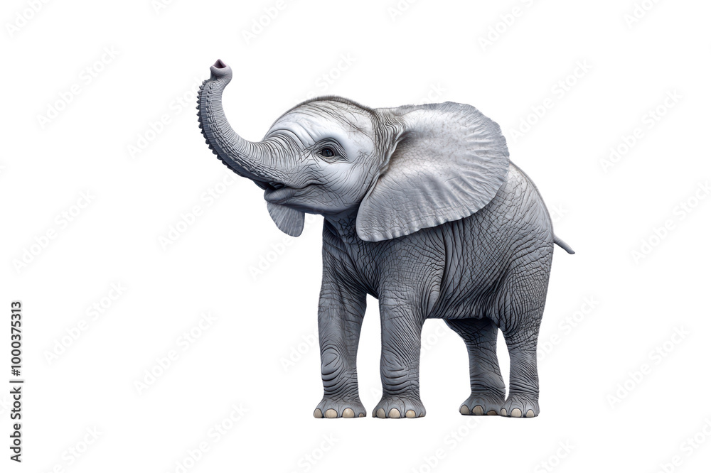 Obraz premium An adorable baby elephant with big ears and a playful pose isolated on transparent background.