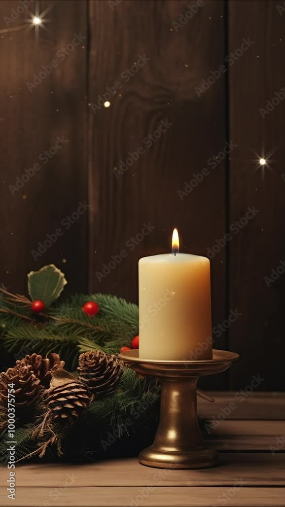 Christmas wreath decoration on dark wooden table. Green fir branches ...
