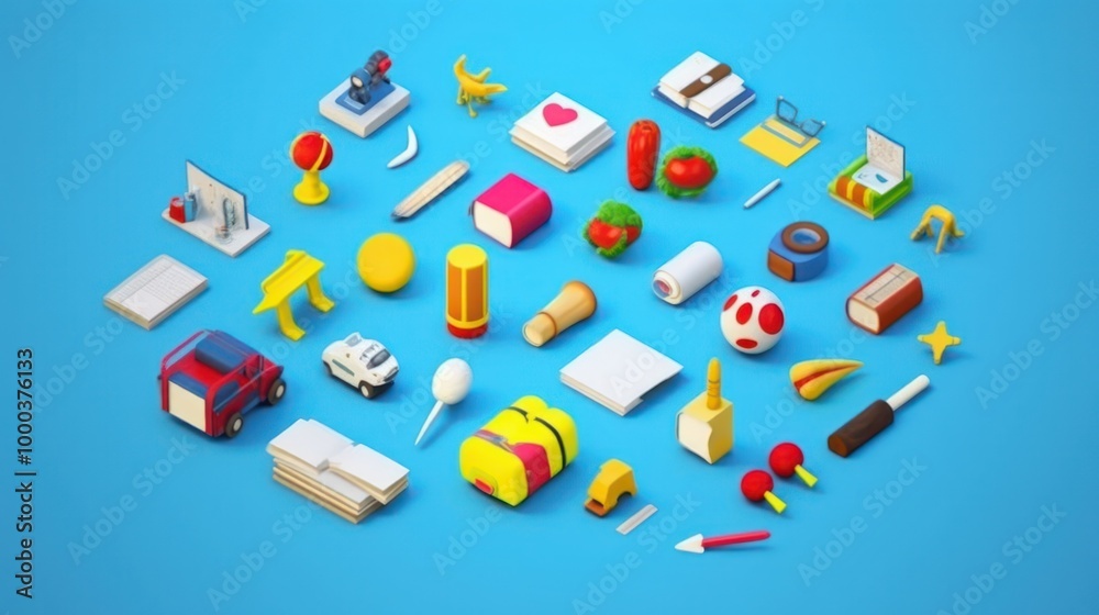 A Colorful Arrangement of 3D Objects A Colorful Arrangement of 3D Objects
