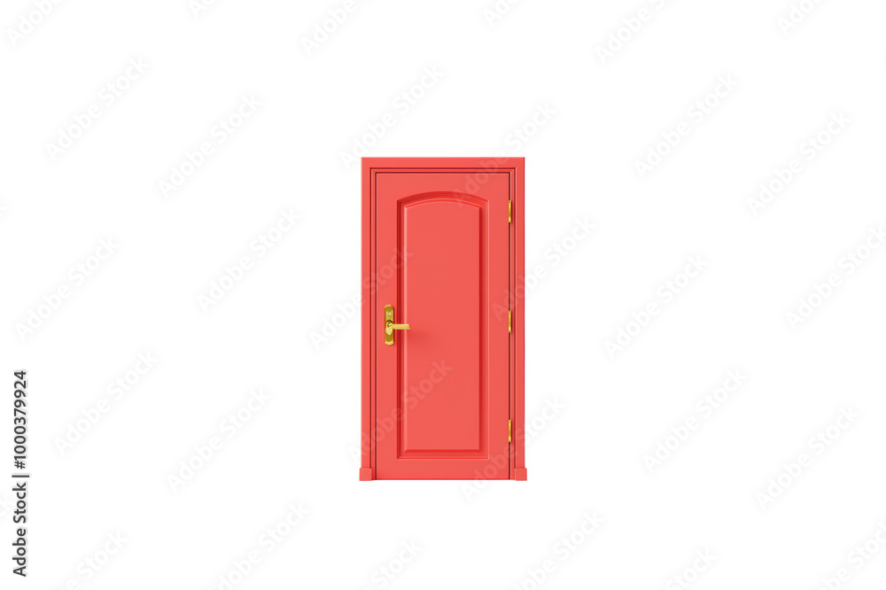 Red door with a gold handle isolated on transparent background. Red door with a gold handle isolated on transparent background.