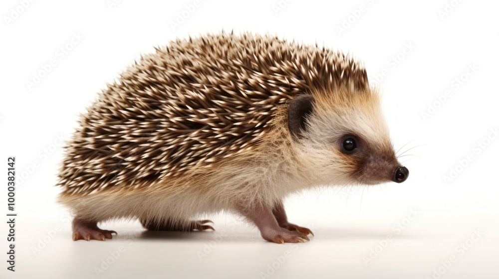 Obraz premium Close-up of a Hedgehog on a White Background