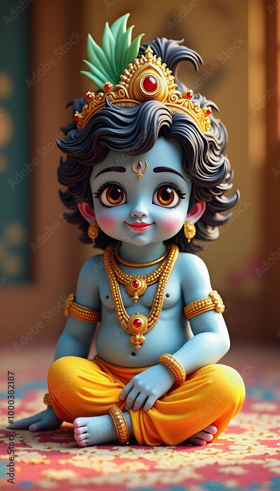 Cute Krishna Janmashtami, God Krishna background, religious background, wallpaper