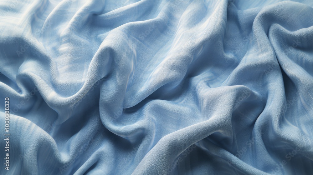 Obraz premium Blue Silk Fabric Texture: Close-up of Draped Material