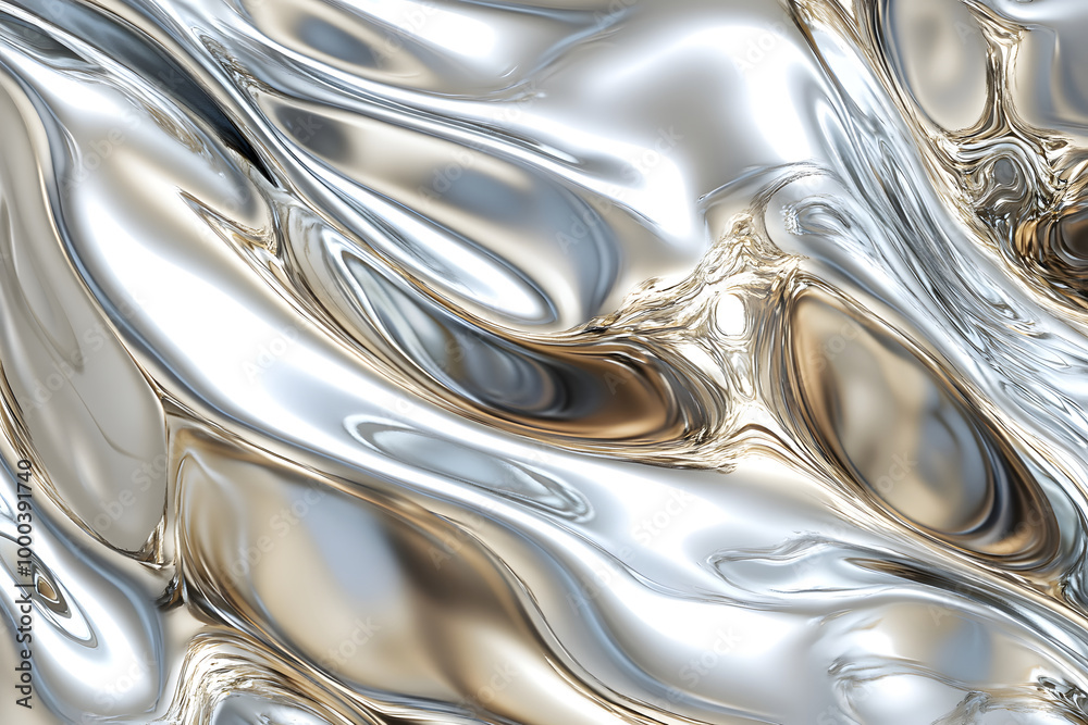 Silver metallic liquid texture. abstract background in the form of liquid shiny metal. glossy chrome texture. 3D rendering Silver metallic liquid texture. abstract background in the form of liquid shiny metal. glossy chrome texture. 3D rendering