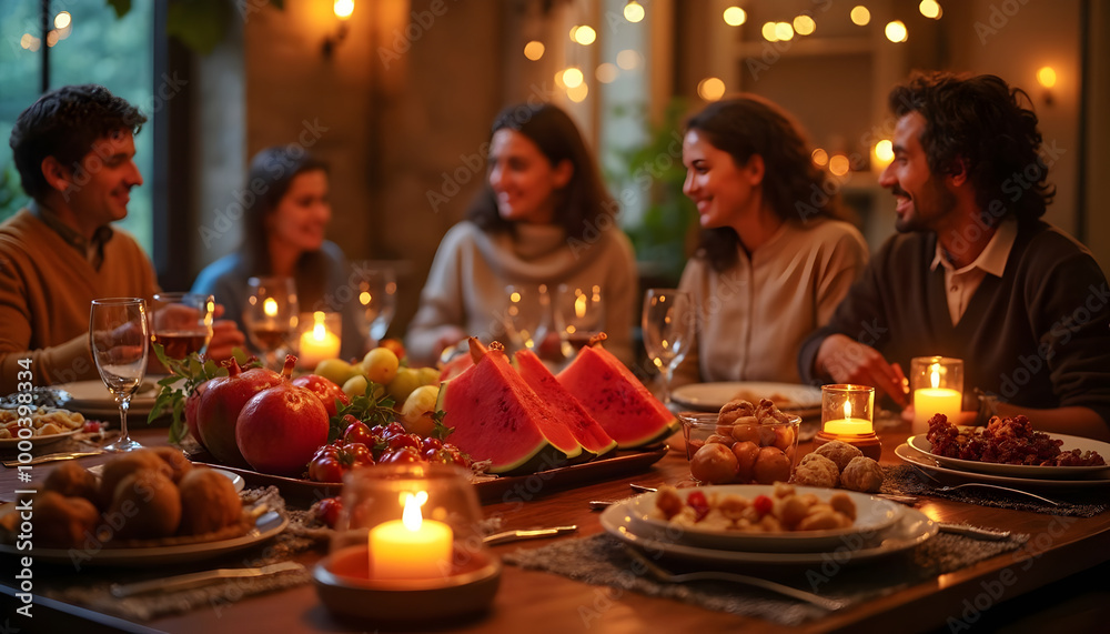 Friends Enjoying Dinner Together. Friends Enjoying Dinner Together.