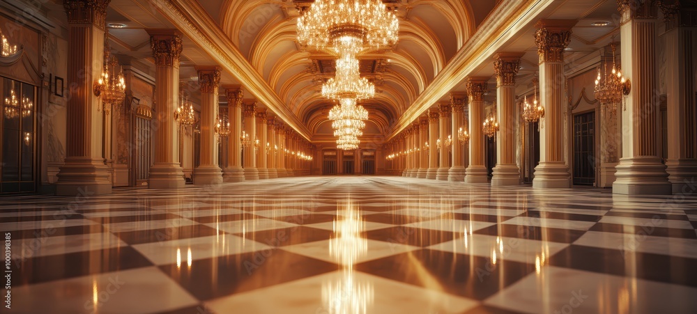 Obraz premium A luxurious, empty ballroom