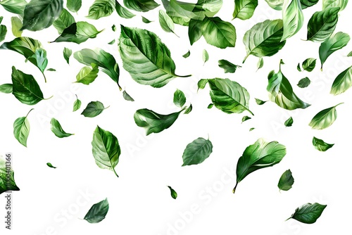 Vector illustration of various green leaf icons isolated on a white background, featuring detailed and diverse leaf shapes ideal for botanical designs and eco-friendly projects.