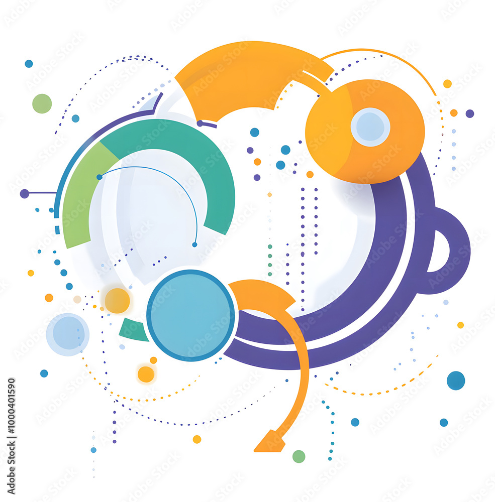 Fototapeta premium Abstract Network of Colorful Circles and Lines on White Background
