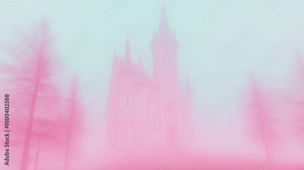 A hazy castle in the distance, almost a mirage.
