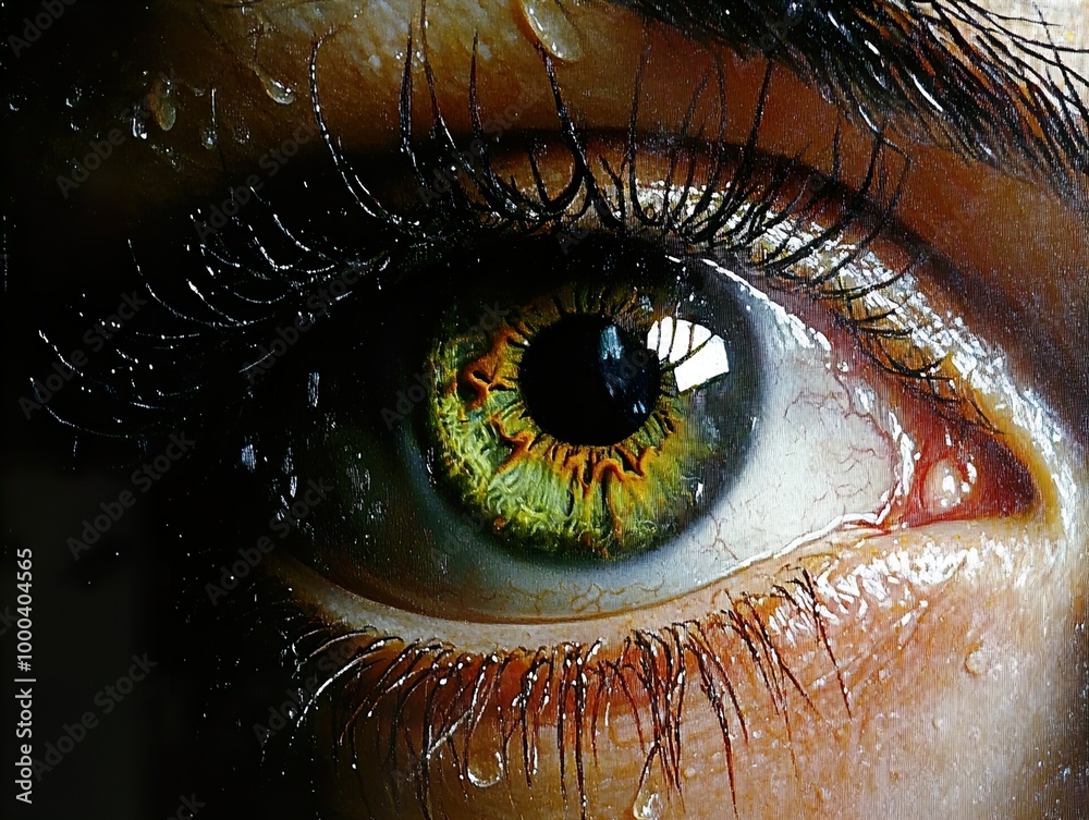 Close-up of a Human Eye with Water Drops Close-up of a Human Eye with Water Drops