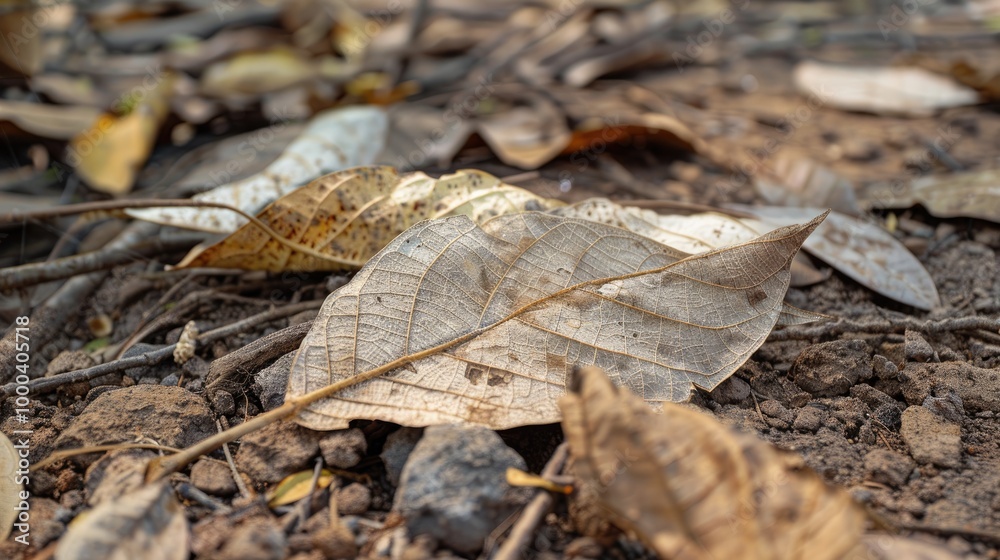 Dried Guava Leaves In The Ground Dried Guava Leaves In The Ground