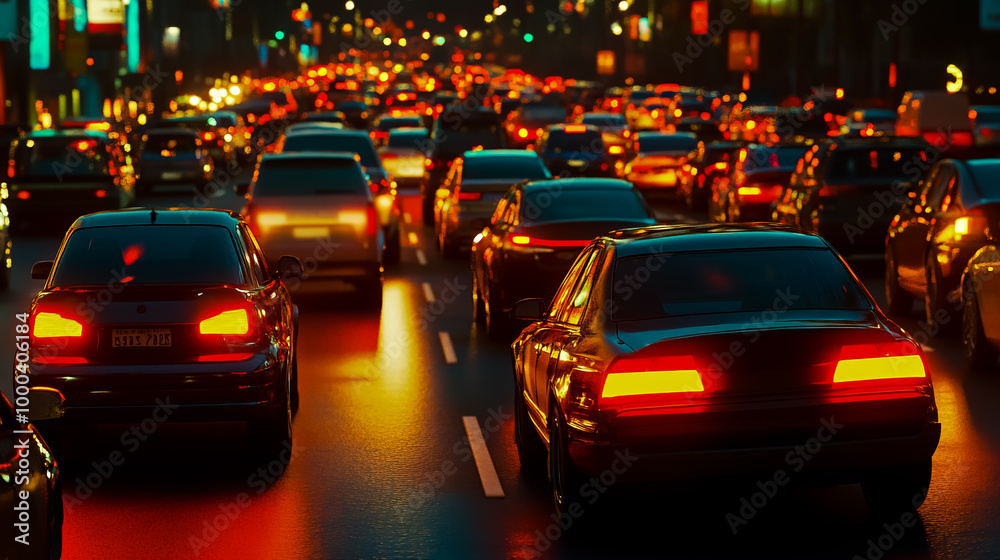 A scene of a traffic jam in city. A scene of a traffic jam in city.