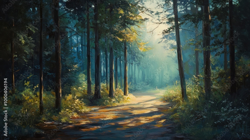 A Sunlit Path Through a Dense Forest A Sunlit Path Through a Dense Forest